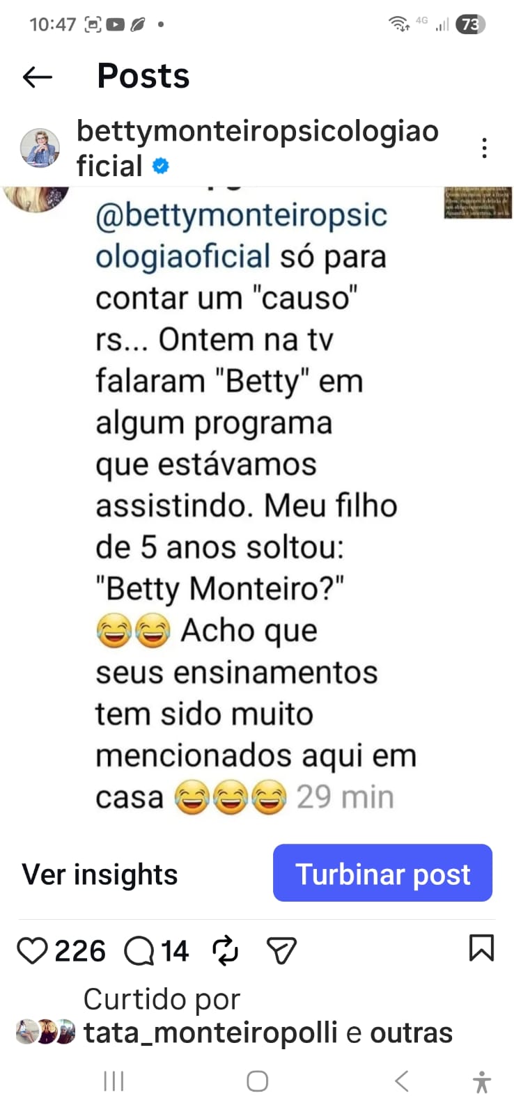 Depoimento de leitora sobre o livro.